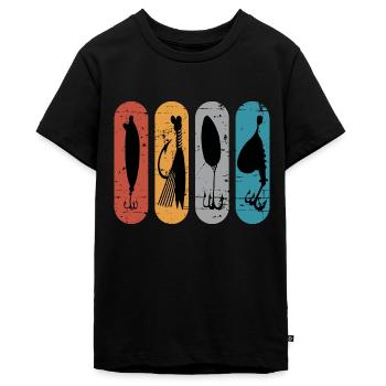 Vintage Angelköder Angler Fischen Angeln Köder - Teenager Premium Bio T-Shirt - Schwarz - Vorne - AI Model Teenager Male light (155cm)