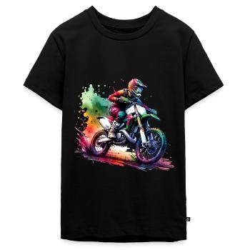 Motocross - Teenager Premium Bio T-Shirt - Schwarz - Vorne - AI Model Teenager Male light (155cm)