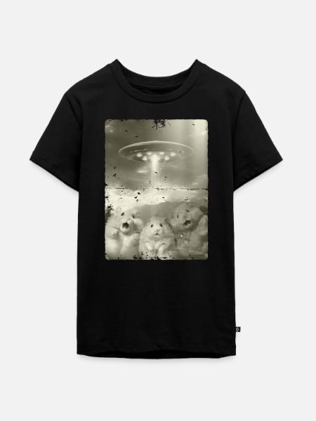 Alien Ufo Invasion Hamster - Teenager Premium Bio T-Shirt - Schwarz
