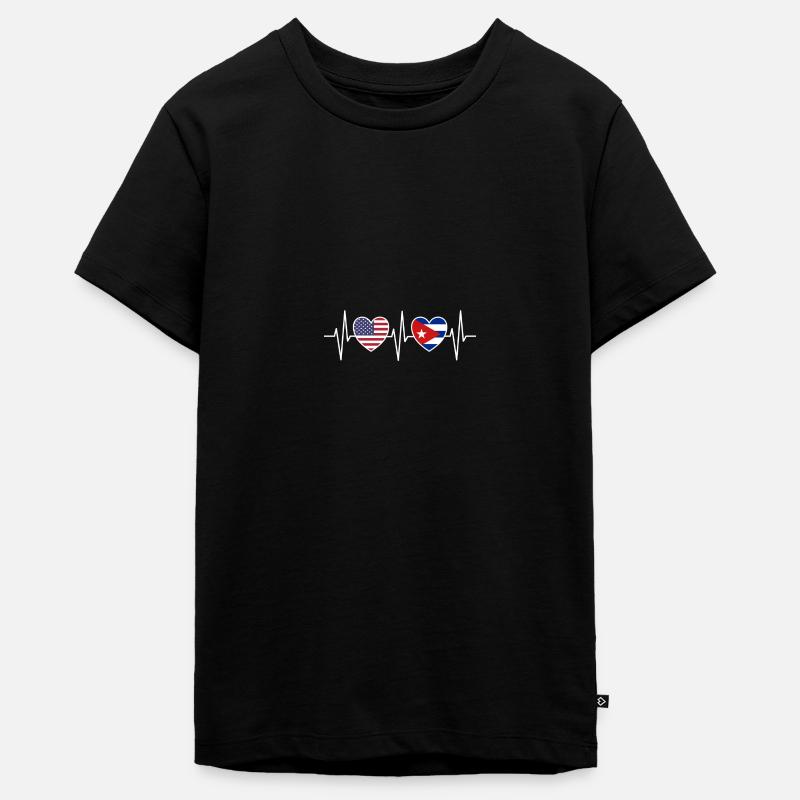 Drapeau cubain des États-Unis et de Cuba - T-shirt Premium bio Ado - noir