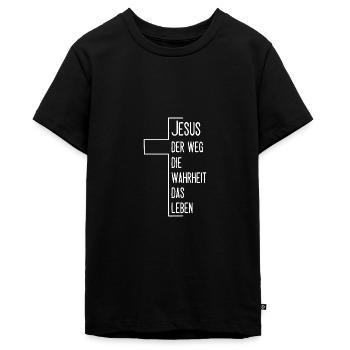 Jesus Kreuz Der Weg Die Wahrheit Das Leben - Teenager Premium Bio T-Shirt - Schwarz - Vorne - AI Model Teenager Male light (155cm)