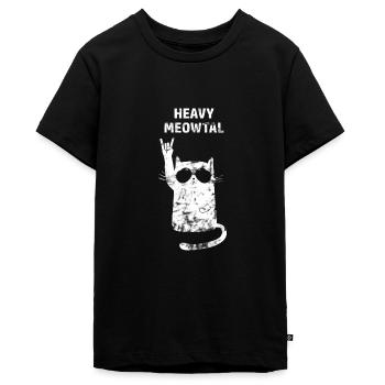 Heavy Metal Katze - Teenager Premium Bio T-Shirt - Schwarz - Vorne - AI Model Teenager Male light (155cm)