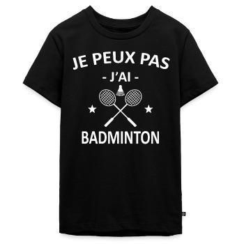 Je Peux Pas J'ai Badminton - T-shirt Premium bio Ado - noir - Devant - AI Model Teenager Male light (155cm)