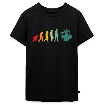 Schlagzeug Evolution Schlagzeuger Musiker - Teenager Premium Bio T-Shirt - Schwarz - Vorne - AI Model Teenager Male light (155cm)