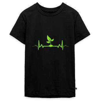 Plant Heartbeat - Cadeau de jardinier végétalien - T-shirt Premium bio Ado - noir - Devant - AI Model Teenager Male light (155cm)