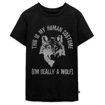 wolf - Teenager Premium Organic T-Shirt - black - Front - AI Model Teenager Male light (155cm)