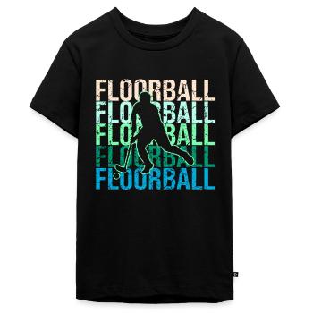 Floorball - Teenager Premium Bio T-Shirt - Schwarz - Vorne - AI Model Teenager Male light (155cm)