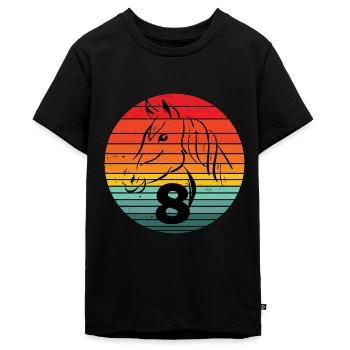 Pferde Geburtstag 8 Reitermädchen - Teenager Premium Bio T-Shirt - Schwarz - Vorne - AI Model Teenager Male light (155cm)