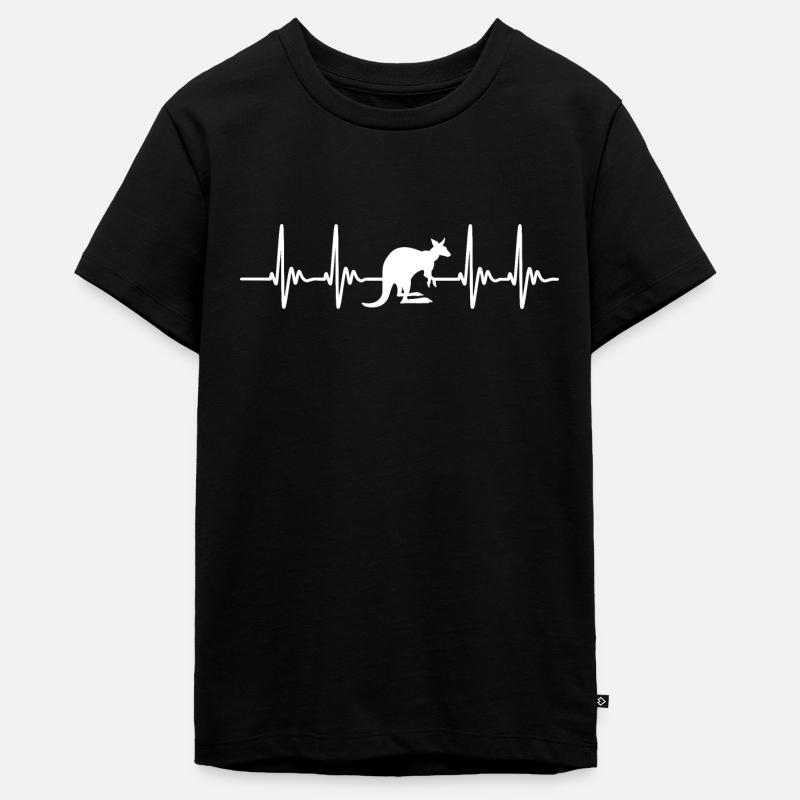 Kangaroo Australia cadeau d'impulsion de battement de coeur - T-shirt Premium bio Ado - noir