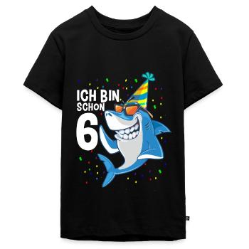 6. Geburtstag Hai Junge 6 Jahre - Teenager Premium Bio T-Shirt - Schwarz - Vorne - AI Model Teenager Male light (155cm)