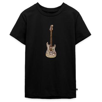 E-Gitarre - Teenager Premium Bio T-Shirt - Schwarz - Vorne - AI Model Teenager Male light (155cm)