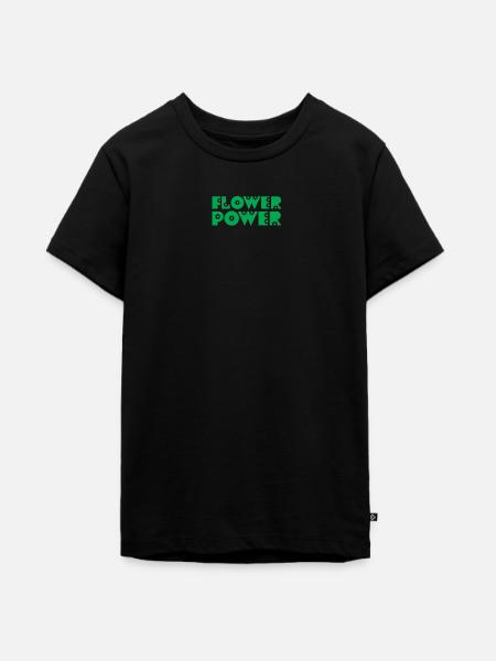 FLOWER POWER - Teenager Premium Bio T-Shirt - Schwarz