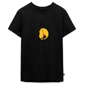 Kletterer beim Abseilen im Sonnenuntergang - Teenager Premium Bio T-Shirt - Schwarz - Vorne - AI Model Teenager Male light (155cm)