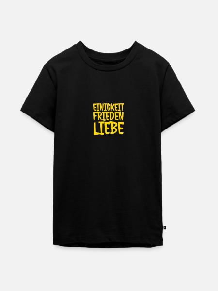 Einigkeit-Frieden-Liebe - Teenager Premium Bio T-Shirt - Schwarz