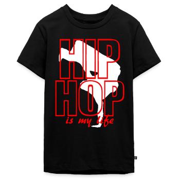 hip hop is my life - T-shirt Premium bio Ado - noir - Devant - AI Model Teenager Male light (155cm)