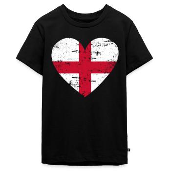 England Flaggenherz - Teenager Premium Bio T-Shirt - Schwarz - Vorne - AI Model Teenager Male light (155cm)