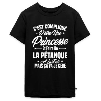 Princesse et pétanque - T-shirt Premium bio Ado - noir - Devant - AI Model Teenager Male light (155cm)