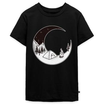 Camping Nacht | Zelten Outdoor Natur Sternenhimmel - Teenager Premium Bio T-Shirt - Schwarz - Vorne - AI Model Teenager Male light (155cm)