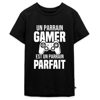 Un Parrain Gamer est un Parrain Parfait - T-shirt Premium bio Ado - noir - Devant - AI Model Teenager Male light (155cm)