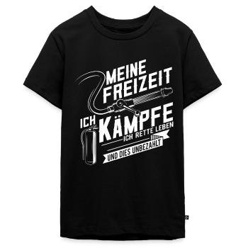 Feuerwehr Feuerwehrfrau 112 Feuer Freizeit - Teenager Premium Bio T-Shirt - Schwarz - Vorne - AI Model Teenager Male light (155cm)