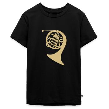 Waldhorn Musik Horn Musiker Waldhornspieler gold - Teenager Premium Bio T-Shirt - Schwarz - Vorne - AI Model Teenager Male light (155cm)
