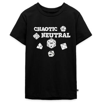 RPG Dés Dice Dragons CHAOTIC NEUTRE - T-shirt Premium bio Ado - noir - Devant - AI Model Teenager Male light (155cm)