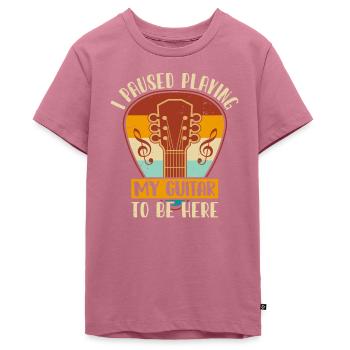 I Paused Playing My Guitar To Be Here - Teenager Premium Organic T-Shirt - mauve - Front - AI Model Teenager Male light (155cm)