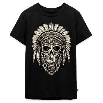 Plumes de tête de tête d’Inde plumes de plumes coiffe - T-shirt Premium bio Ado - noir - Devant - AI Model Teenager Male light (155cm)