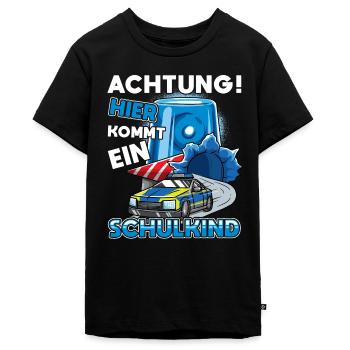 Einschulung Polizei Kindergarten Abschied - Teenager Premium Bio T-Shirt - Schwarz - Vorne - AI Model Teenager Male light (155cm)