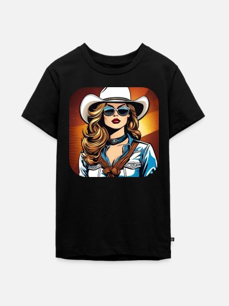 Cooles Western Girl - Teenager Premium Bio T-Shirt - Schwarz