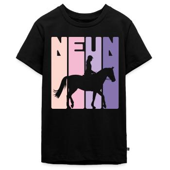Kinder 9. Geburtstag Reiterin Pferde Fan 9 Jahre - Teenager Premium Bio T-Shirt - Schwarz - Vorne - AI Model Teenager Male light (155cm)