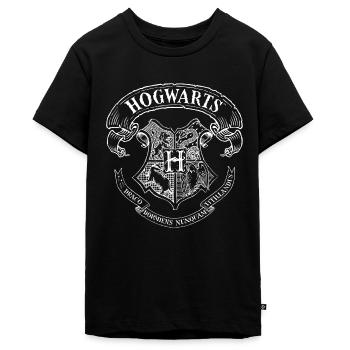 Harry Potter Poudlard Emblème Blanc - T-shirt Premium bio Ado - noir - Devant - AI Model Teenager Male light (155cm)