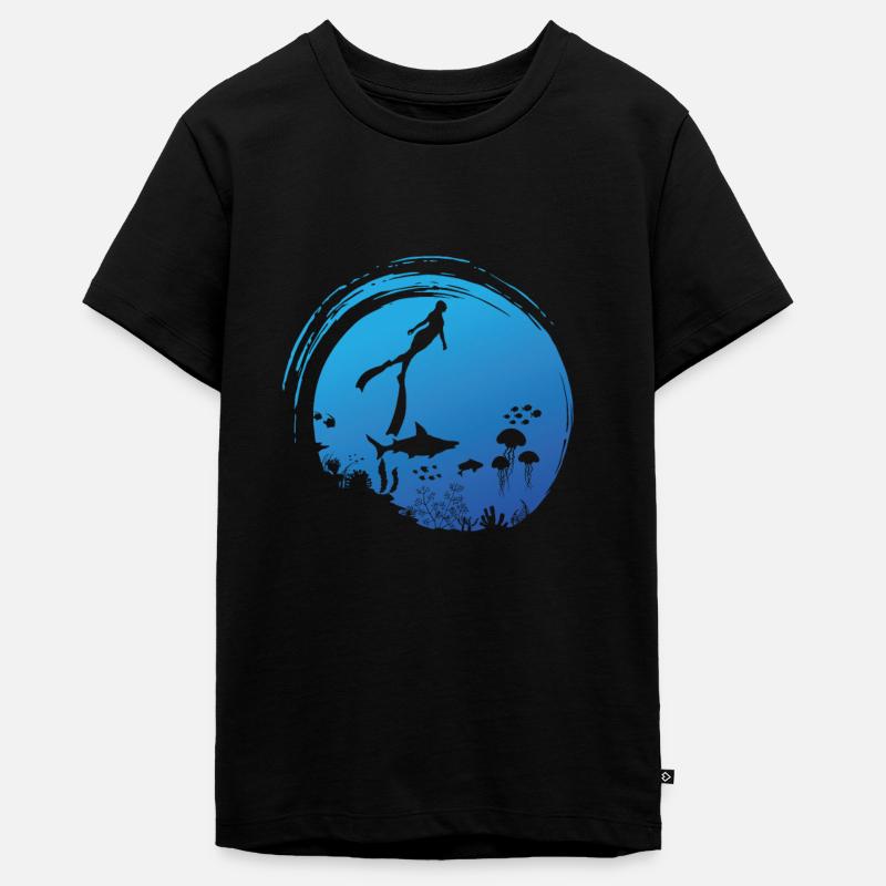 Plongée en apnée avec un souffle dans l’océan - T-shirt Premium bio Ado - noir
