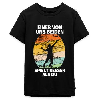 Tennis lustiger Spruch - Teenager Premium Bio T-Shirt - Schwarz - Vorne - AI Model Teenager Male light (155cm)