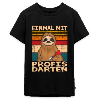 Vintage Dart lustig darts spruch Faultier - Teenager Premium Bio T-Shirt - Schwarz - Vorne - AI Model Teenager Male light (155cm)