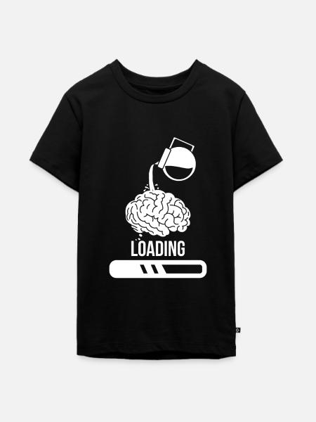 Kaffeetrinker Kaffee loading Gehirn - Teenager Premium Bio T-Shirt - Schwarz