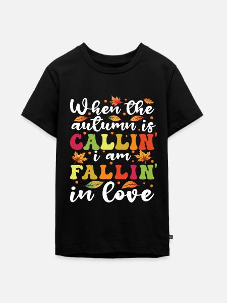 Leaf Peeping Autumn Peeper - Teenager Premium Bio T-Shirt - Schwarz