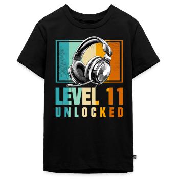 11e anniversaire Garçon Vidéo Gamer Niveau 11 Débloqué - T-shirt Premium bio Ado - noir - Devant - AI Model Teenager Male light (155cm)