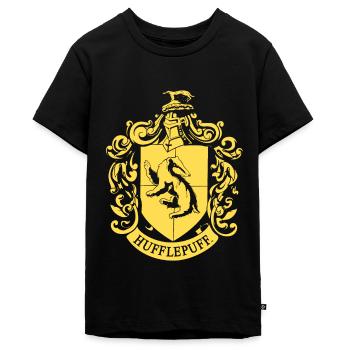 Harry Potter Hufflepuff Wappen - Teenager Premium Bio T-Shirt - Schwarz - Vorne - AI Model Teenager Male light (155cm)