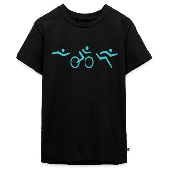 Triathlon Schwimmen laufen Fahrrad fahren Sport - Teenager Premium Bio T-Shirt - Schwarz - Vorne - AI Model Teenager Male light (155cm)