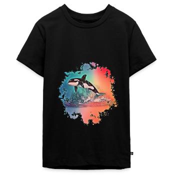 Orca - Teenager Premium økologisk T-shirt - sort - Foran - AI Model Teenager Male light (155cm)