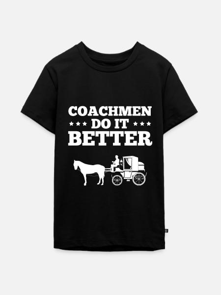 Kutscher Kutsche Pferd - Teenager Premium Bio T-Shirt - Schwarz