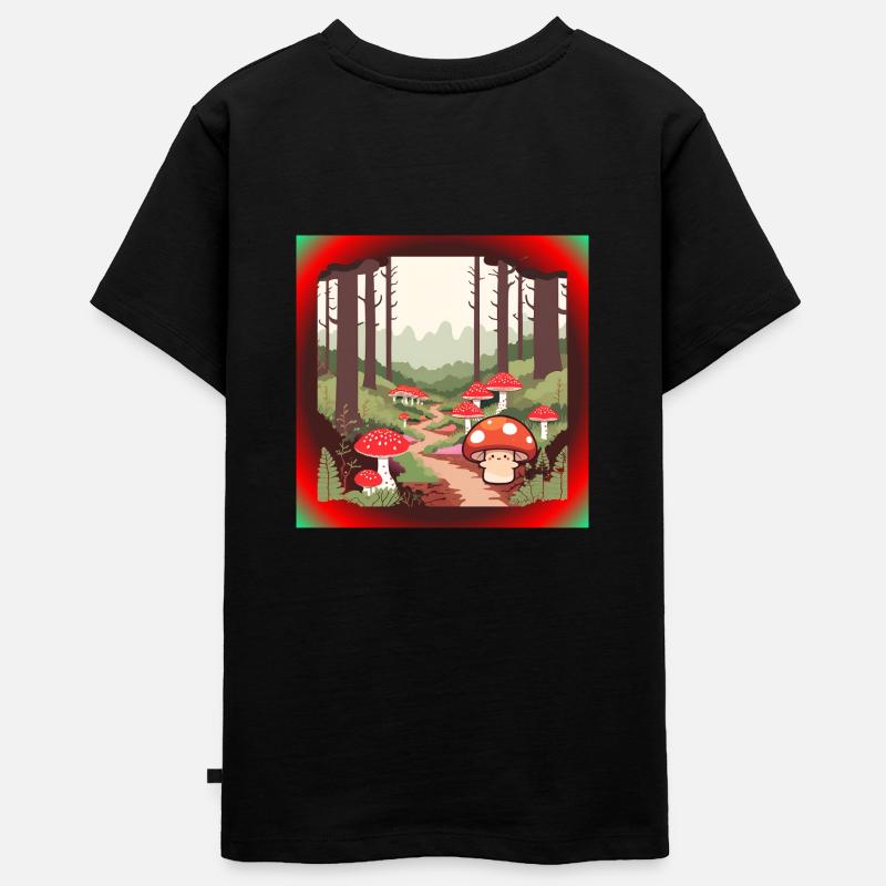 Mushrooms in the forest - Teenager Premium Organic T-Shirt - black