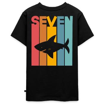 Hai 7. Geburtstag Kinder - Teenager Premium Bio T-Shirt - Schwarz - Hinten - AI Model Teenager Male light (155cm)