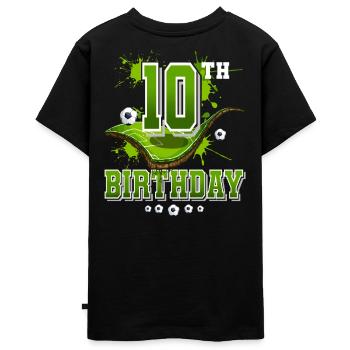 10. Geburtstag Fußball - Teenager Premium Bio T-Shirt - Schwarz - Hinten - AI Model Teenager Male light (155cm)