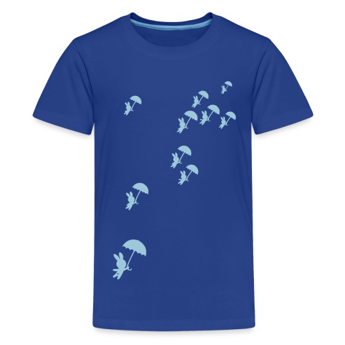 Hase Kaninchen Regenschirm Herbst fliegen Sturm - Teenager Premium T-Shirt
