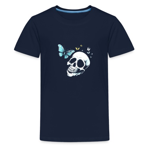 Totenkopf mit Schmetterling - Teenager Premium T-Shirt