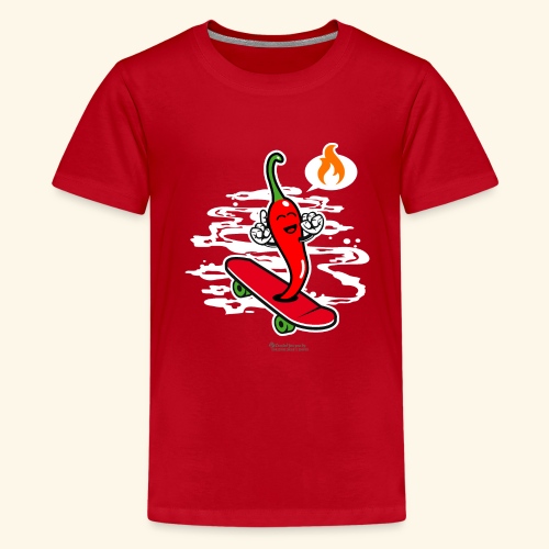 Chili Pepper Chillig auf Skateboard - Teenager Premium T-Shirt