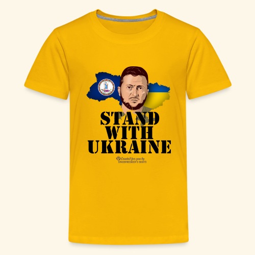 Ukraine T-Shirt Design Virginia Stand with Ukraine - Teenager Premium T-Shirt