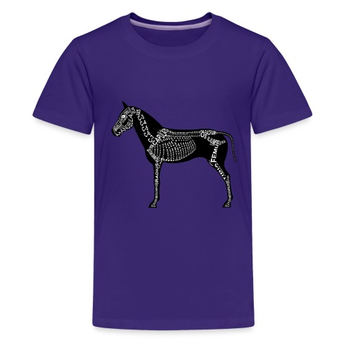 hevonen luuranko - Teinien premium t-paita